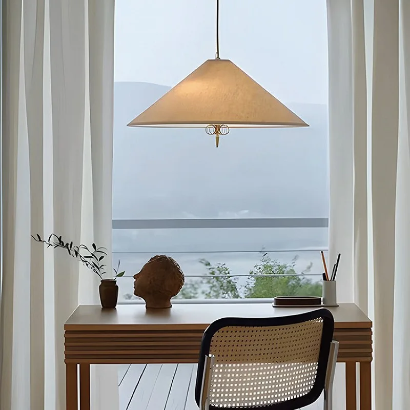 French Fabric Pendant Lamp Simple B&B Living Room Dining Room Hat Lamp Bedroom Ambience Light
