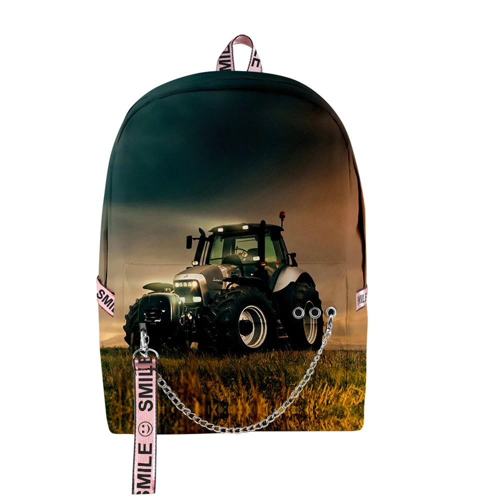 Luxo legal jogo trator padrão estudante sacos de escola unisex impressão 3d oxford à prova dwaterproof água notebook multifuncional mochilas viagem