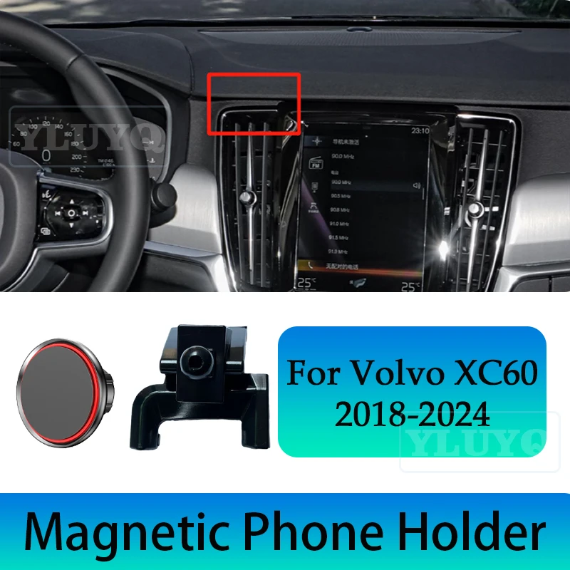 

For Volvo XC60 Car Phone Holder 2018 2019 2020-2024 Air Vent Magnetic Phone Mount New Navigation Dedicated Support Bracket