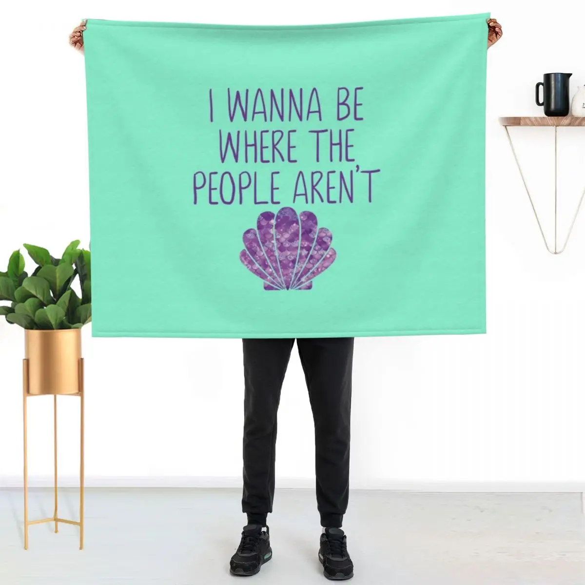 

I Wanna Be Where The People Aren't Mermaid Throw Blanket Ultra Soft Flannel Fleece Blanket for All Seasons