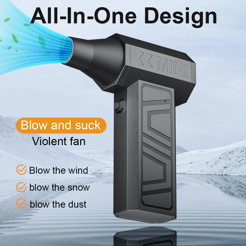 Portable Turbo Jet Fan Cleaning Blower Tool 130000RPM 5 Outlet Nozzles Electric Air Duster Blowing Snow Car Fan Type-C Charging