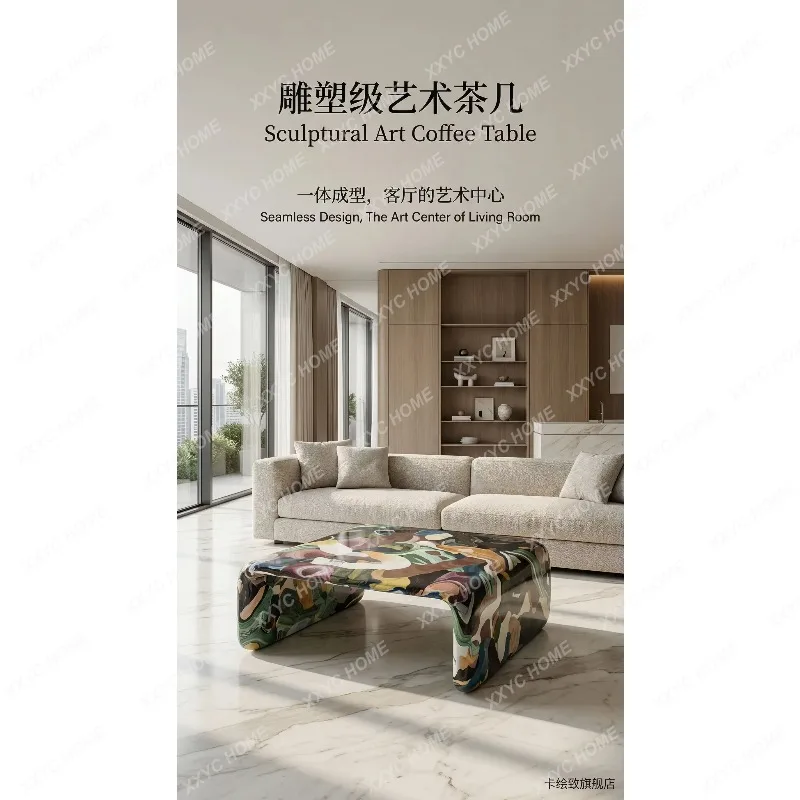

LLHand-painted modern minimalist living room art, square home high-end creative coffee table