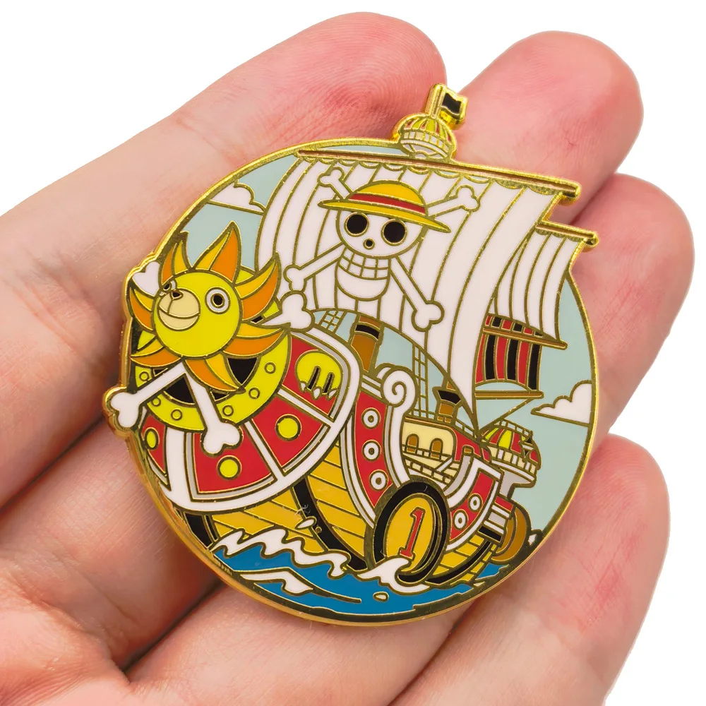 Anime ONE PIECE Badges Going Merry Thousand Sunny Pins Pendant Manga Brooches for Backpack Clothing Lapel ACG Cosplay Toy Decor