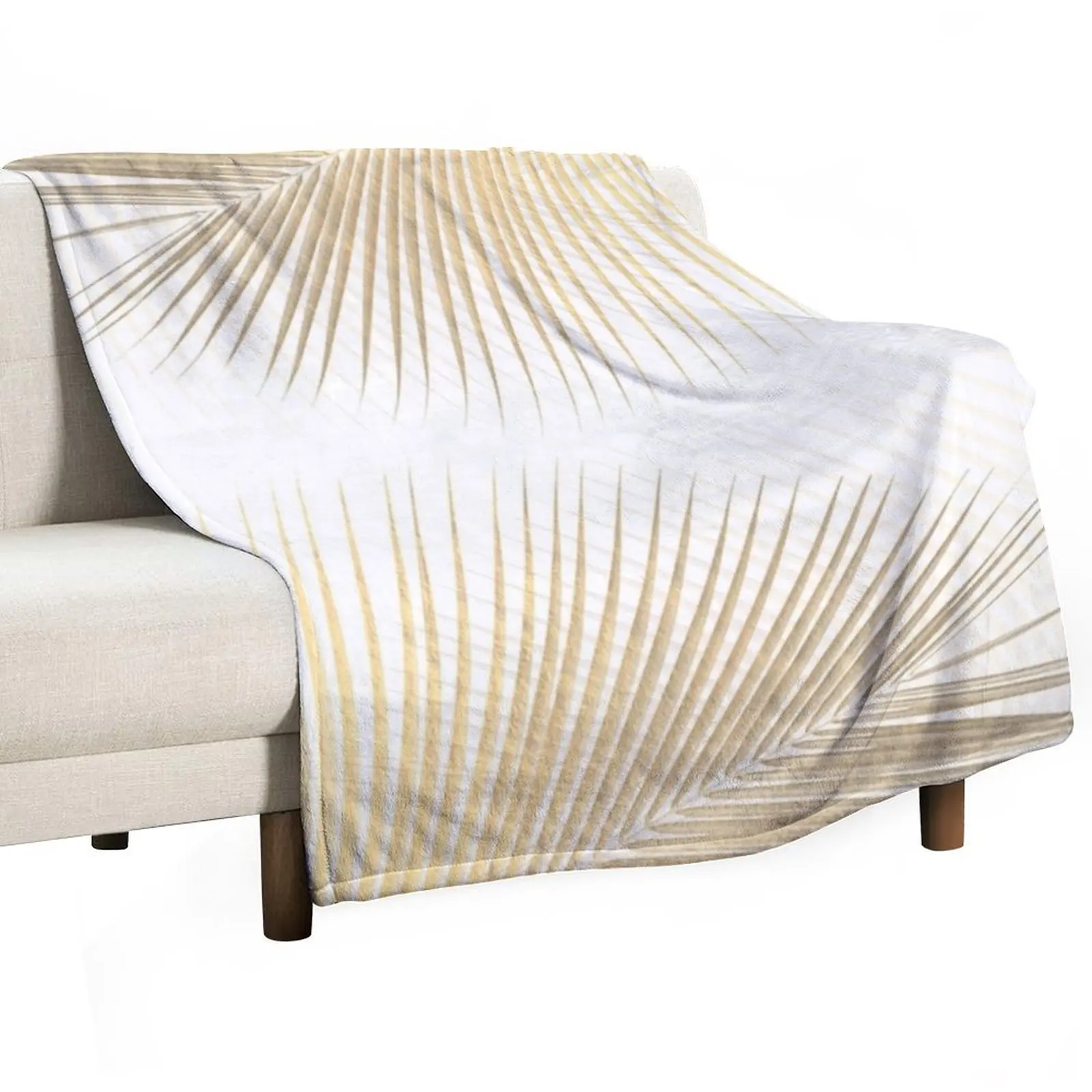 Palm leaf synchronicity - gold Throw Blanket Custom Plaid on the sofa Cute Plaid Flannel Fabric Blankets