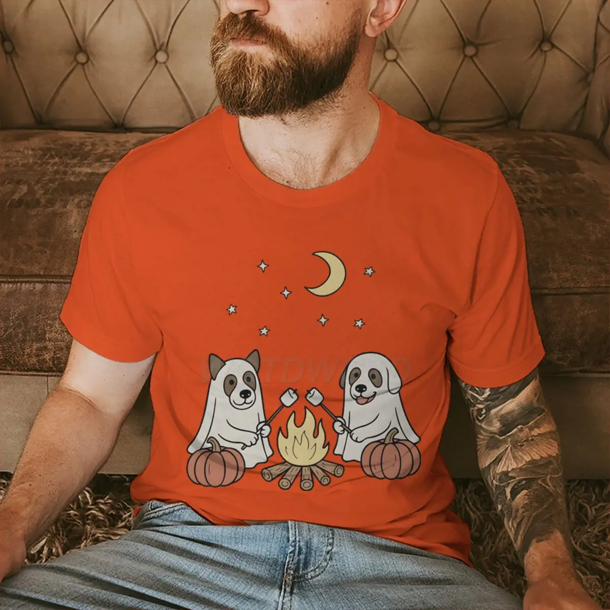 

Happy Halloween Dogs Ghost T-shirts, Halloween Camping T Shirt, Men's Casusl Trendy Short Sleeve Crewneck Tops, Graphic Tees