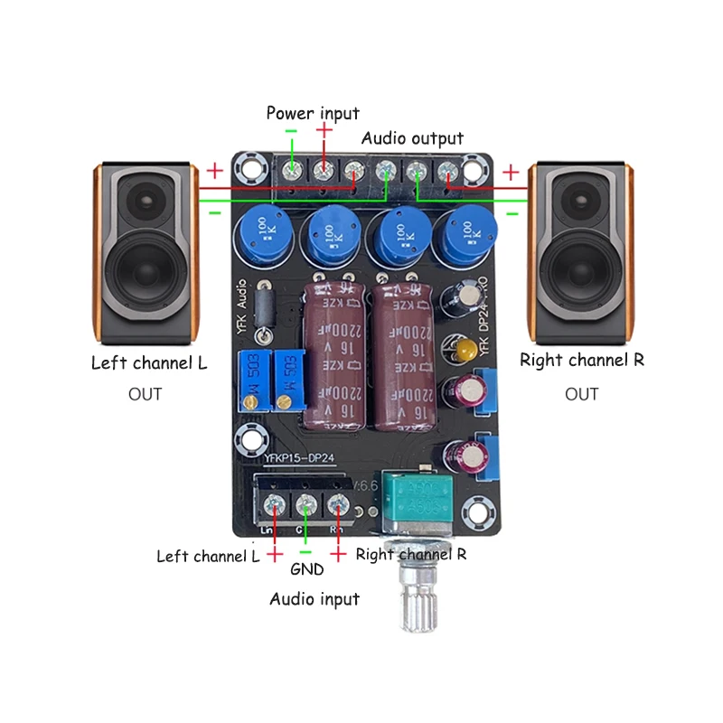 Mini klasa T TA2024 2*15W płyta wzmacniacz cyfrowy Audio głośnik pełnozakresowy wzmacniacz HiFi DC 12V