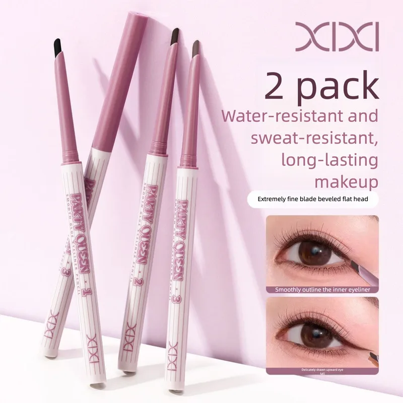 Two-Pack XIXI Ultra-Fine Blade Flat Angled Eyeliner Gel Pen for Beginners Waterproof Sweatproof Long-Lasting Smudge-Proof