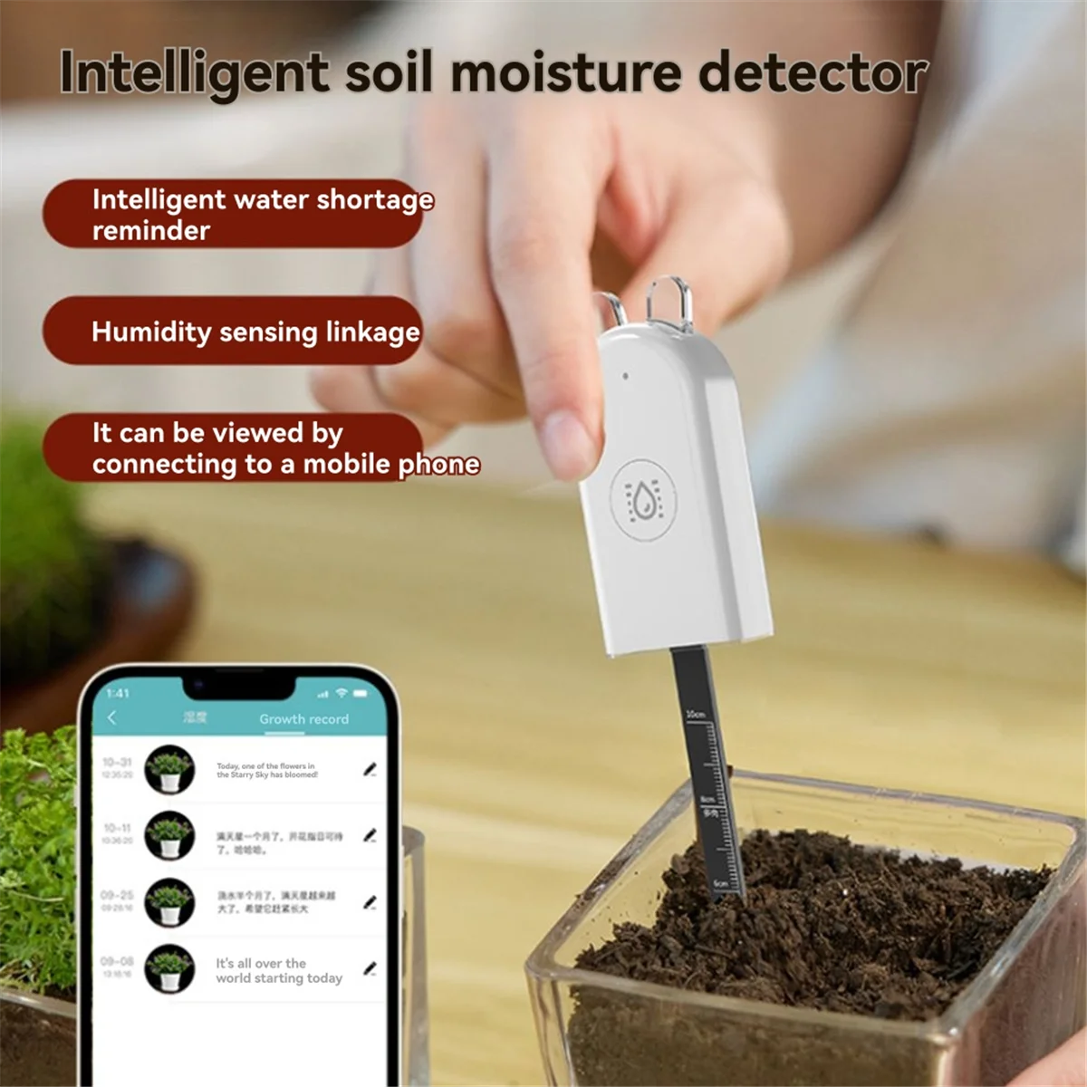 AA98 WP8611 Smart Soil Moisture Detector Household Water Shortage Reminder Soil Moisture Measurement Temperature Sensing
