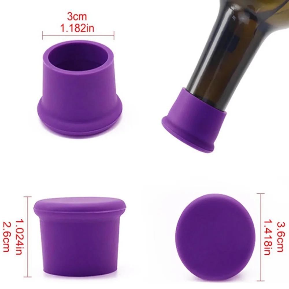 1pc 실리콘 와인 병 뚜껑 실리콘 레드 와인 병 뚜껑 캔디 컬러 재사용 가능한 신선 유지 인감 맥주 병 뚜껑