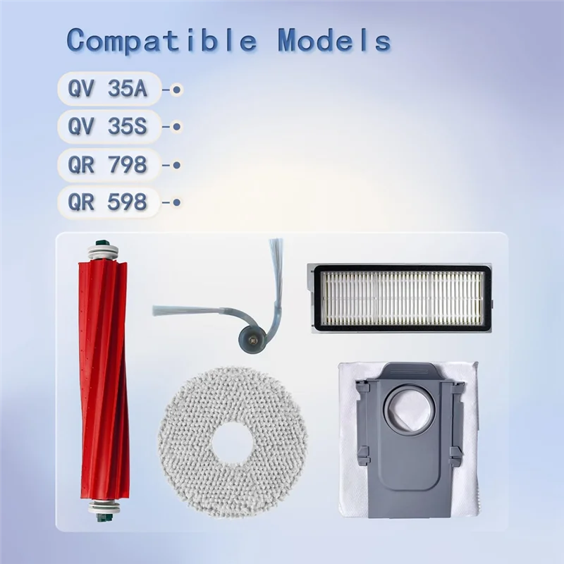 Para roborock qr798 qv35a compatível escova lateral principal filtro hepa mop almofada peças de reposição acessórios