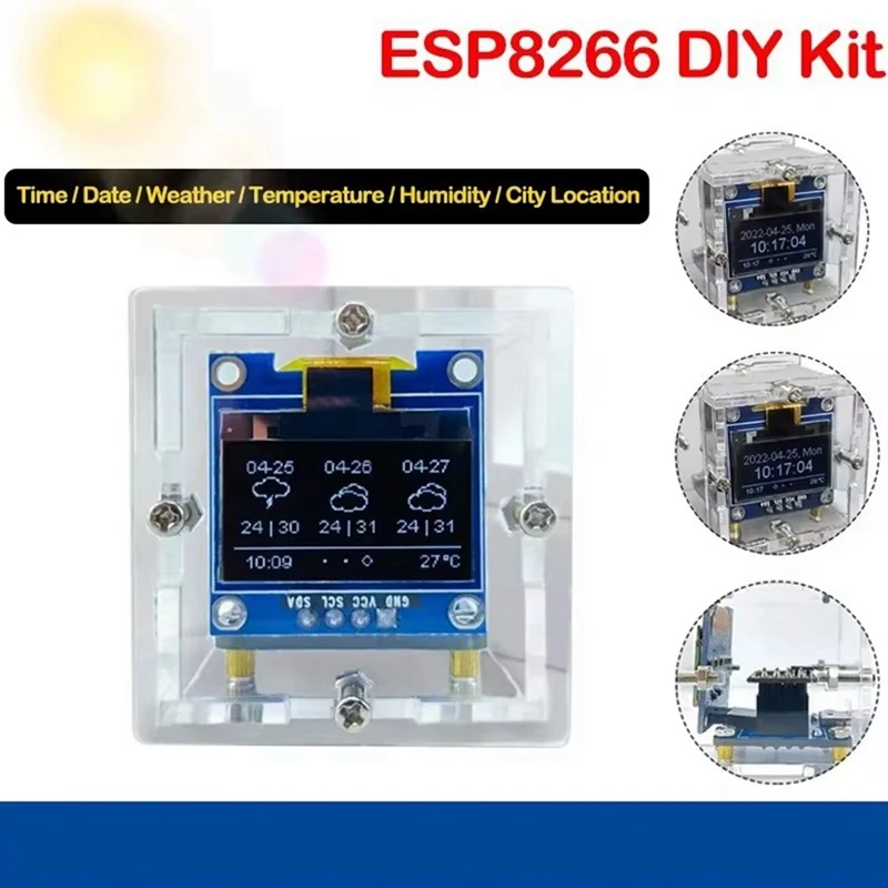 ESP8266 Электронный комплект «сделай сам», мини-часы с прогнозом погоды, комплект WIFI с OLED-дисплеем и чехлом, сварка своими руками