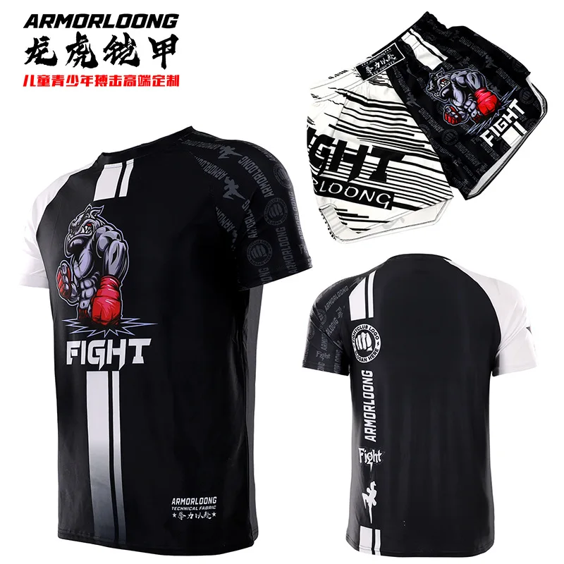 Fight Training Fighting MMA Suit Training Wear Thai Boxing Sports Children\'s Short Sleeve Casual Funny Quick-Drying