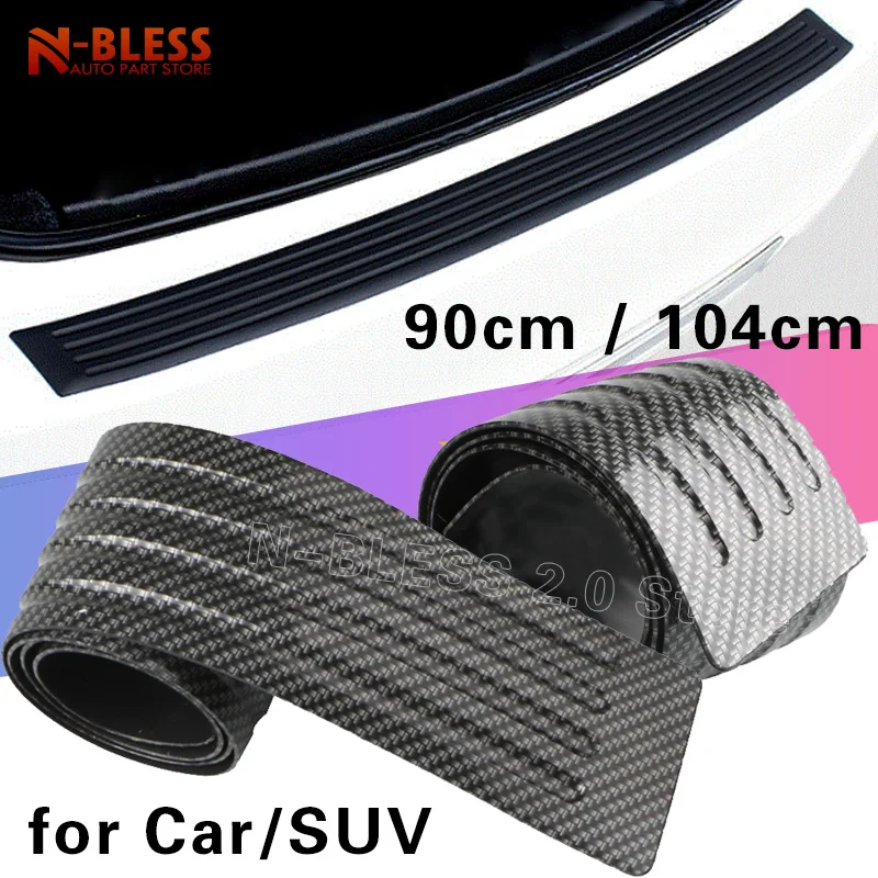 คาร์บอนไฟเบอร์ Universal Car Trunk ประตูแถบแผ่นป้องกันด้านหลังกันชนยาง Mouldings Pad Trim ฝาครอบ Strip