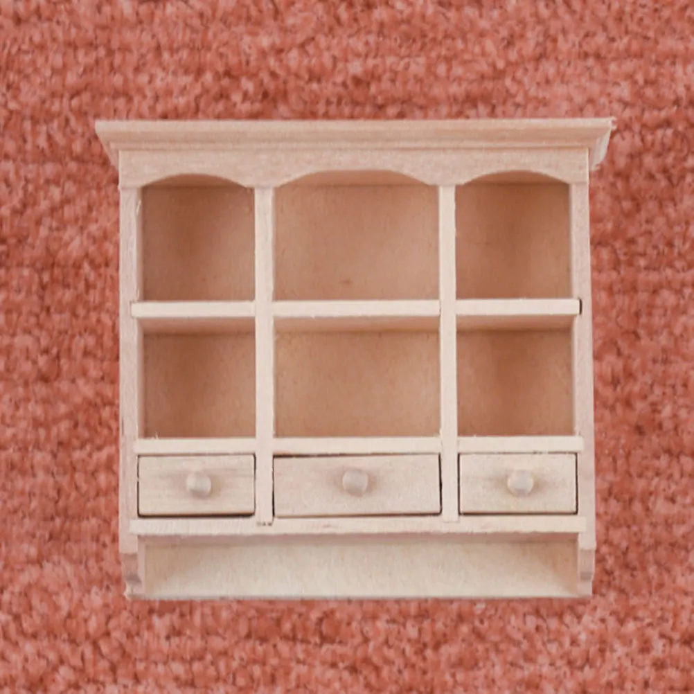 1 12 خزانة خشبية مصغرة مثبتة على الحائط بلون متين لبيت الدمى ديكور غرفة المعيشة ملحقات اللوحة الصغيرة العالمية