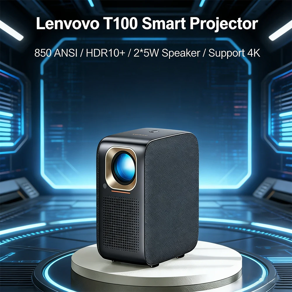

Проектор Lenovo T100 1080P Full HD с поддержкой 4K, 850 ANSI, WiFi 6, для домашнего кинотеатра, с автофокусом, для фильмов и ТВ, герметичный оптический модуль