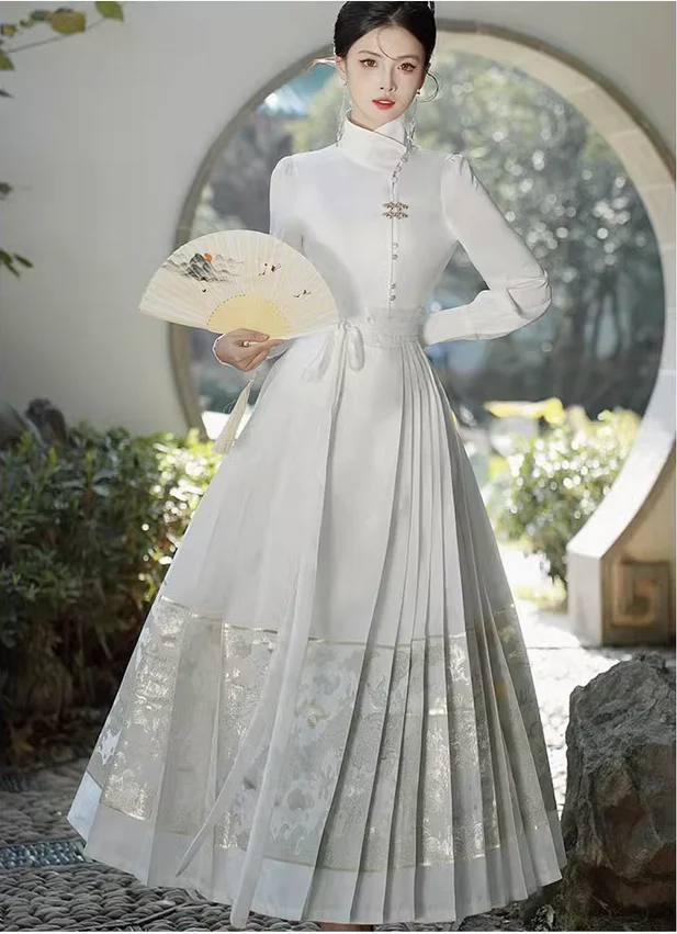 

Весна-осень, новый стиль, изысканная юбка Hanfu с изображением лошади, комплект из топа