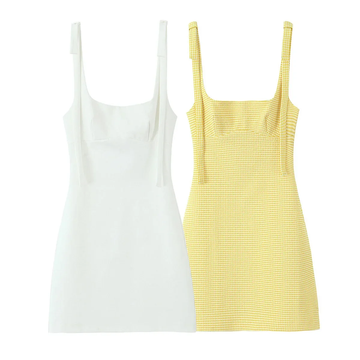 

Straight Neck Bow Shoulder Straps Dress Summer Women Mini Dress Sleeveless Backless Slim Extreme Short Party Dress Y2K