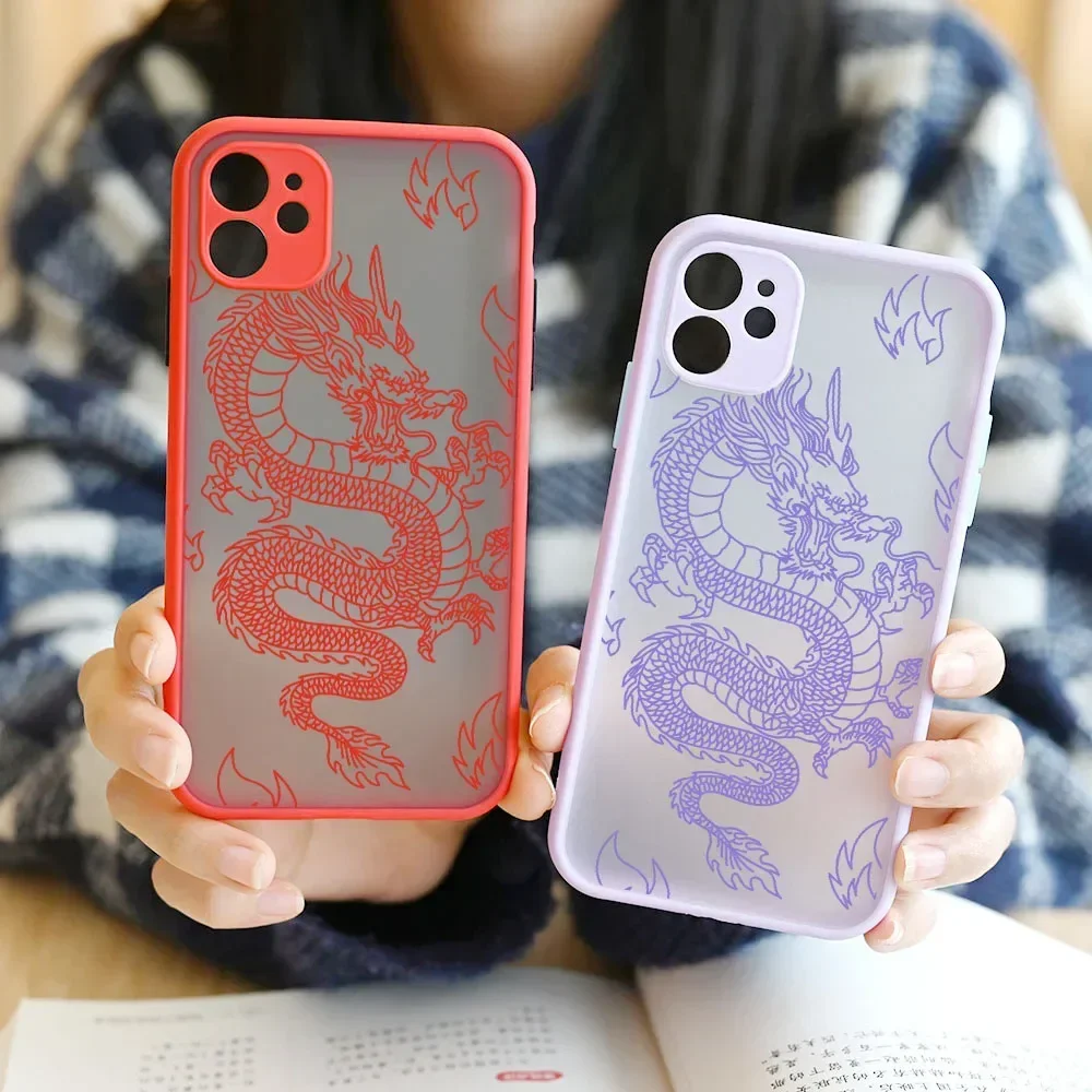 

Fashion Purple Dragon Animal Pattern Phone Case For iPhone 11 12 13 14 15 16 Pro Max XR SE Plus Glossy Soft Silicone Cover Coque