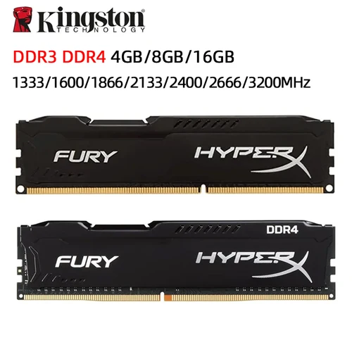 Imagen 1 del producto HyperX Fury DDR3 DDR4 4GB 8GB 16GB 1333MHZ 1600MHZ 1866MHZ 2400MHZ 2666MHz 3200MHz DIMM PC3-12800 PC4-25600 DDR4 RAM