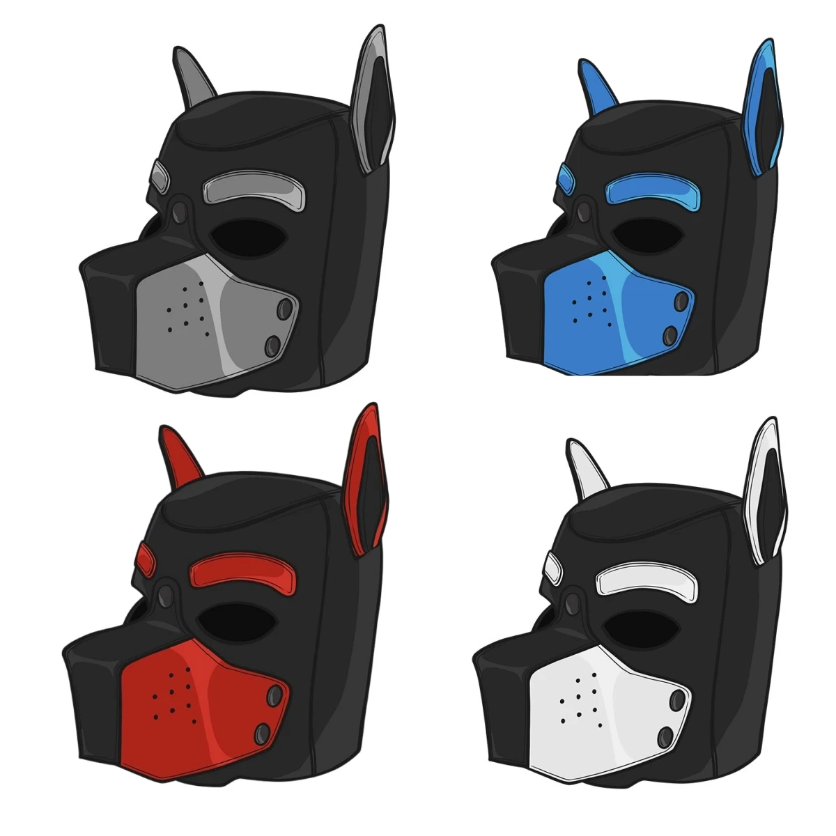 2Pc New Hot Padded Dog Mask Full Head Hood Mask With Ears For M L Size Adult Dog Role Play Couple Games Puppy Cosplay Costumes