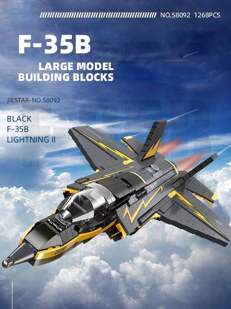 US F35B Lightning II Kampfflugzeug Militärisches Bausteinmodell Nighthawk F-117A Angriff Flugzeug Konstruktions-Bausteine Spielzeug – Detail 9