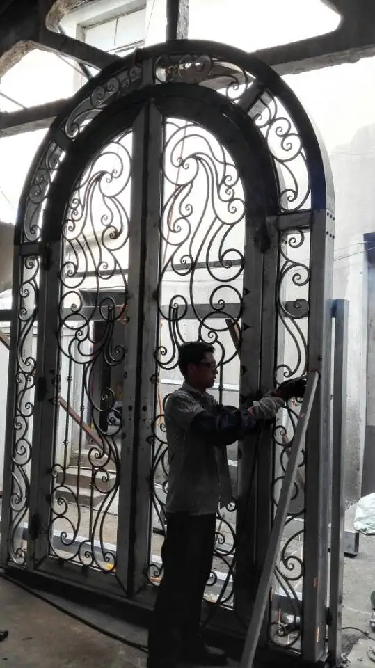 

Wrought Iron Door French Modern Simple Grill Front House Entrance Doors For Home