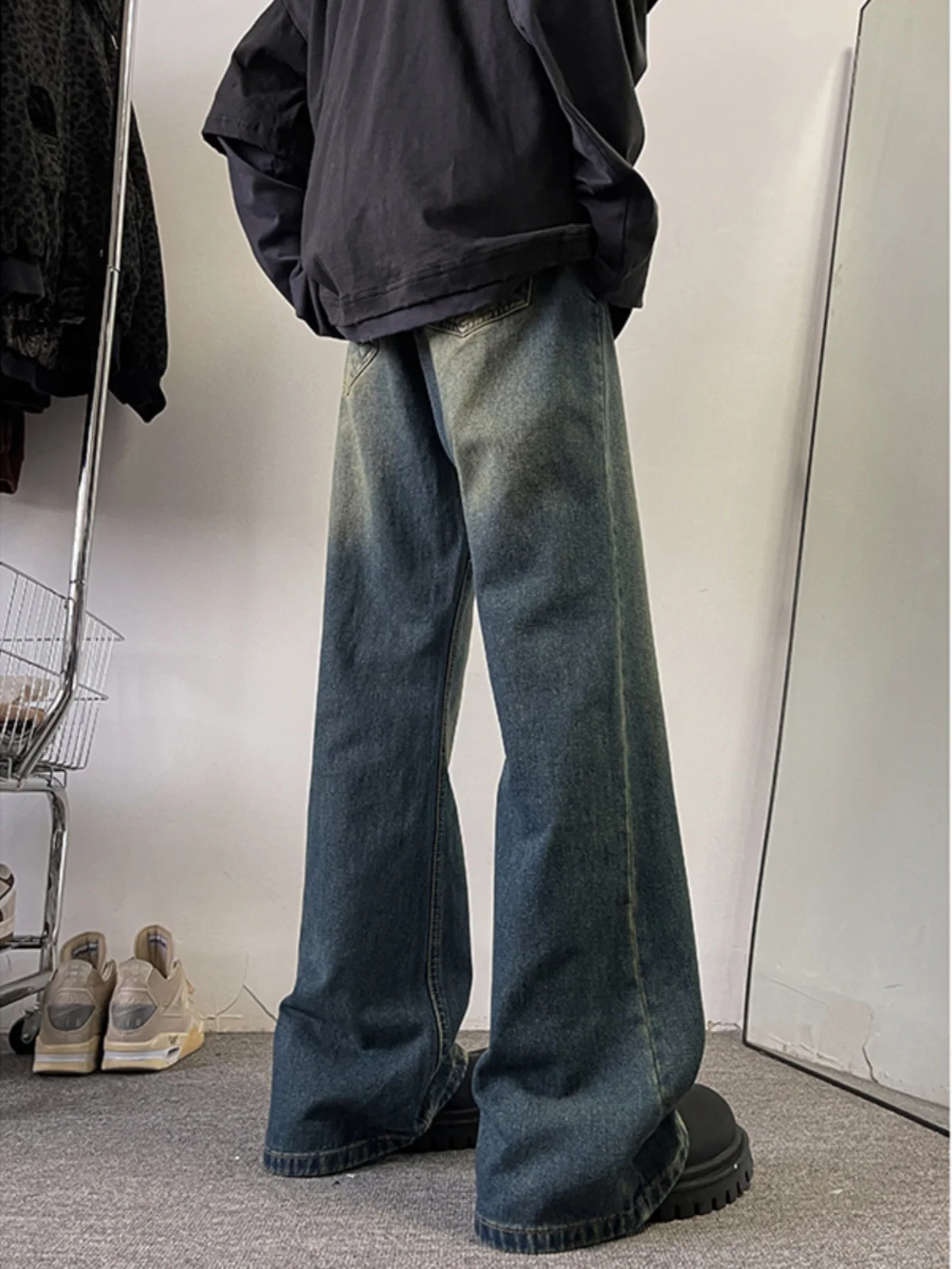 

Мужские джинсы в стиле хип-хоп, американский уличный стиль, микро-клеш, модные брендовые, крутые, свободные, широкие брюки, молодежные, весна-осень