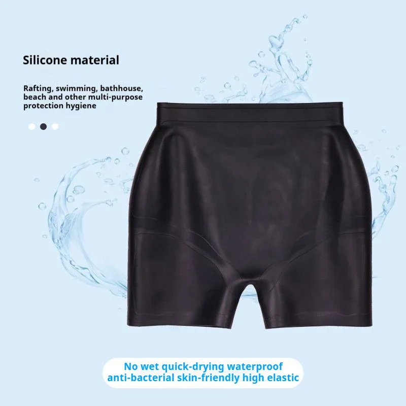 Pantaloni da nuoto in silicone impermeabile da uomo e da donna, in gomma, boxer da bagno al mare, protezione per le mestruazioni, pantaloncini da bagno da surf