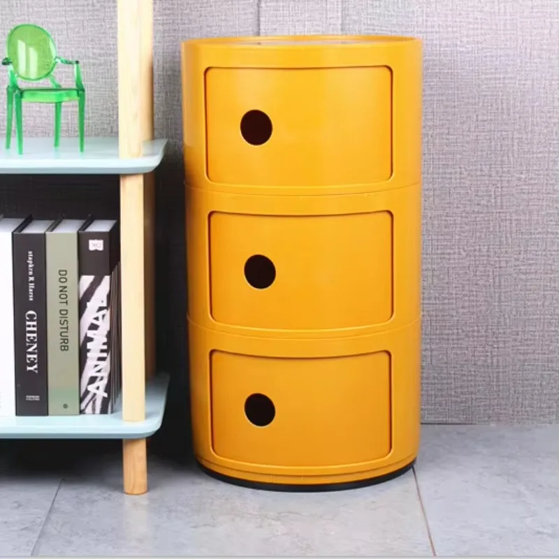 Nordic round Bedside Cabinet Modern White Plastic Nightstand Minimalist Bedroom Side Table Creative