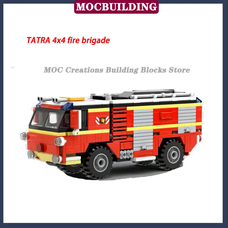 MOC City Fire Truck 6x6 Of The Fire Bridge Model Building Block Assembly 4x4 Vehicle 8x8 Series Boys Birthday Gift