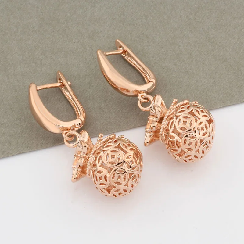 Vintage 585 Rose Gold Color Jewelry Sets For Women Original And Funny Sets Hollow Wedding Luxury Quality Jewelry