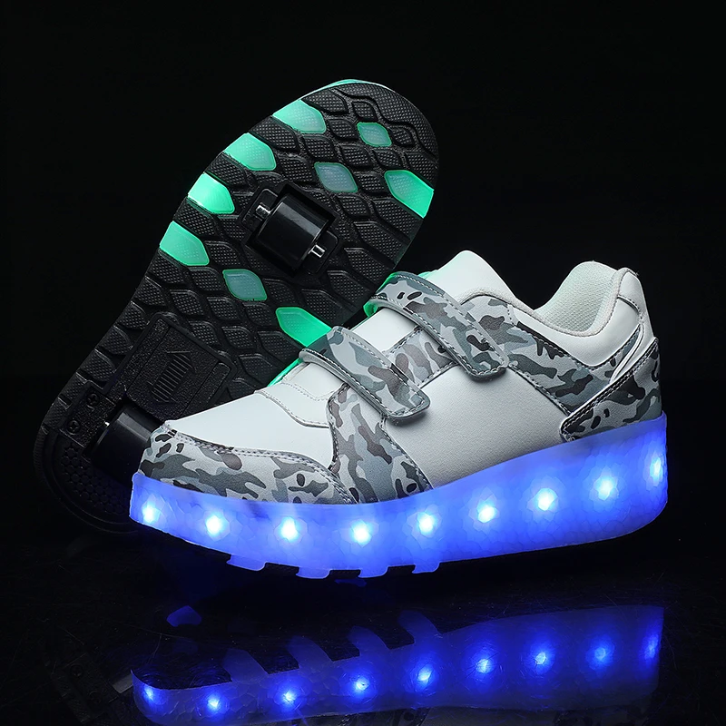 

Children's Sports Shoes Luminous Fashion Breathable Mesh Shoes High-quality LED Training Roller Skating Shoes for Kids Sneakers