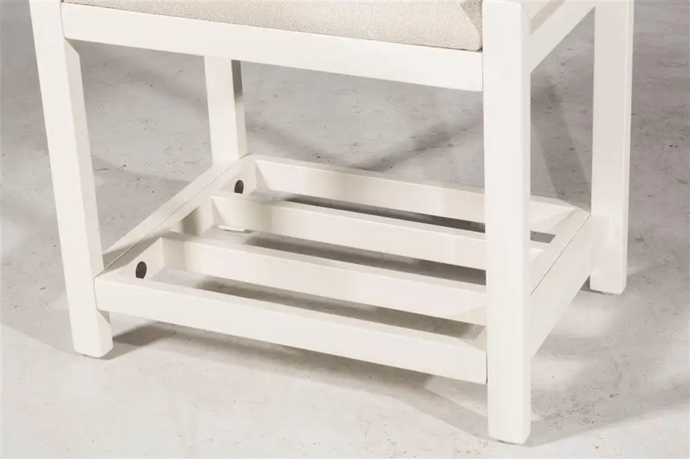 White Vanity Stool with Shelf Storage, Backless Rectangular Design, Durable Polyester Fabric