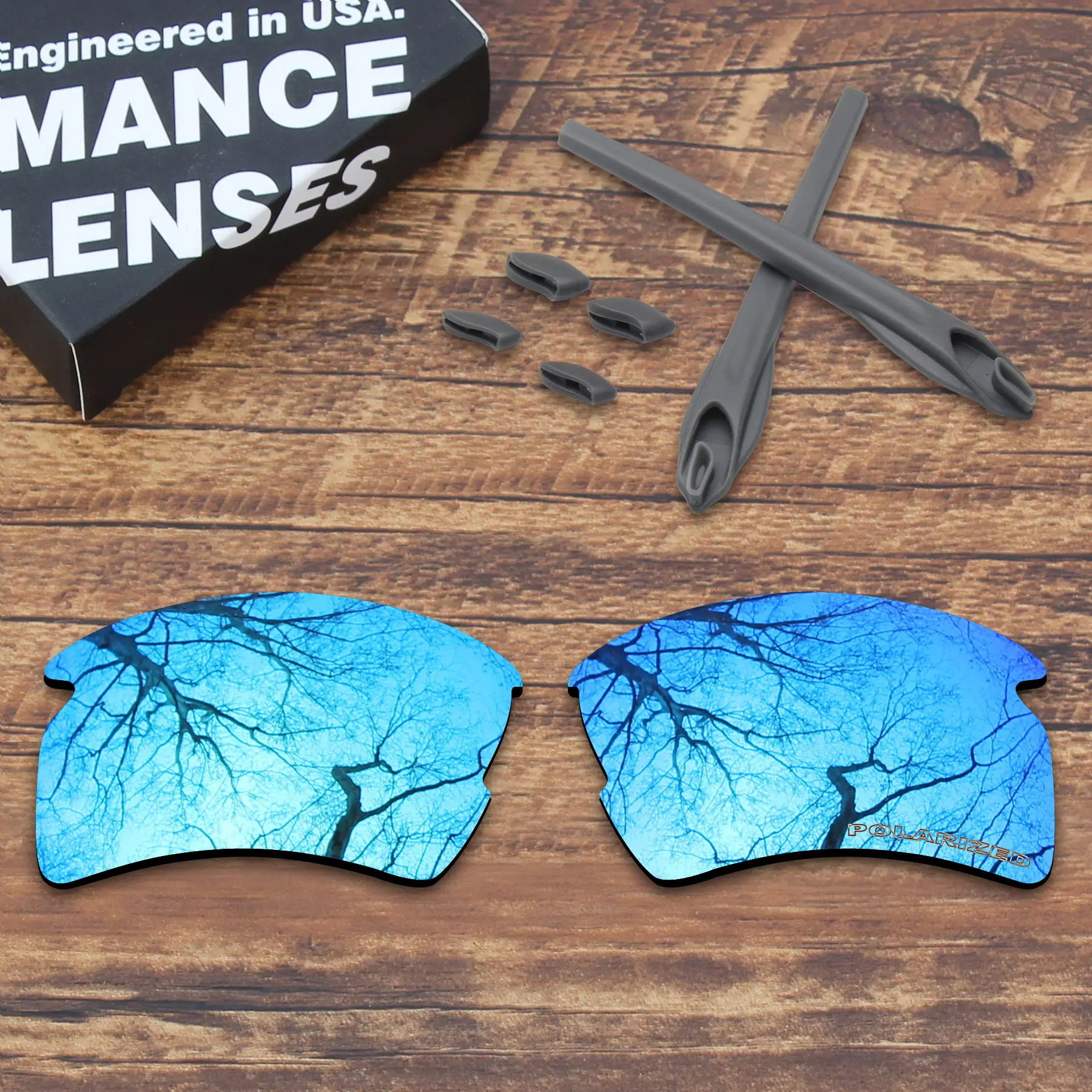 

Millerswap Resist Seawater Corrosion Blue Polarized Replacement Lenses and Gray Ear Socks & Nose Pads for Oakley Flak 2.0 XL