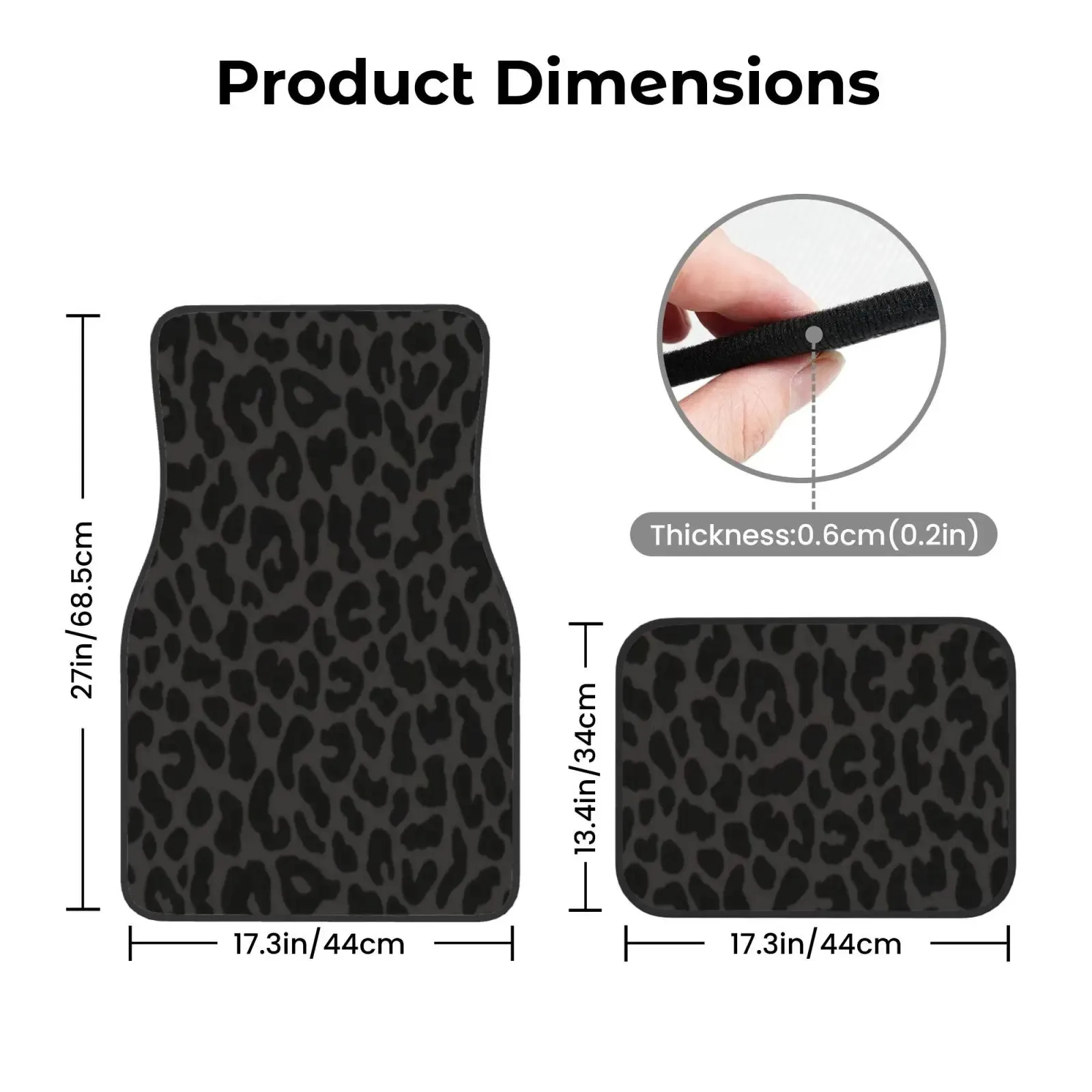 Zebra-stripe Leopard Car Floor Mats 4 Pcs Universal Front and Rear Foot Mats with Non-Slip Rubber Backing Auto Accessories Decor