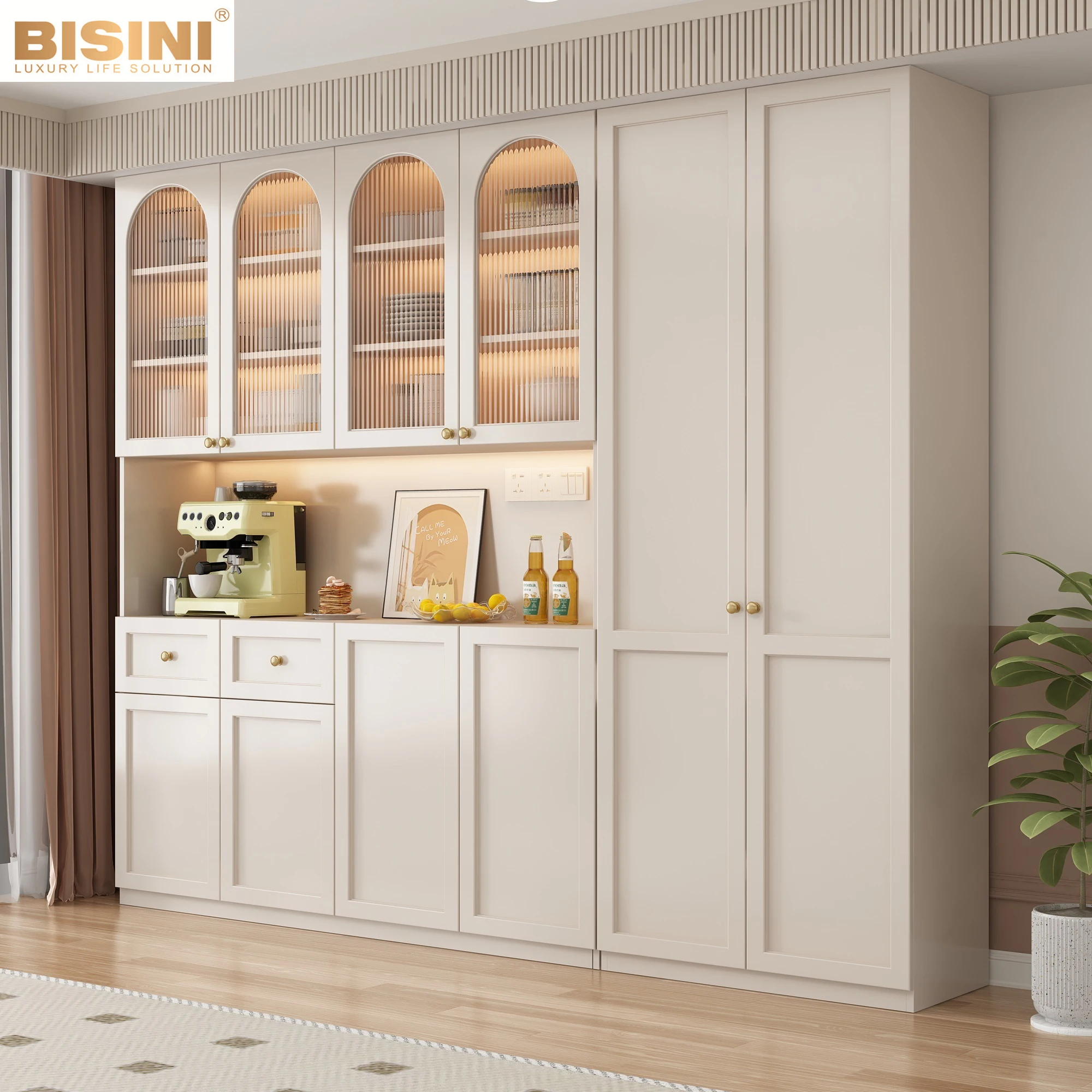 OEM/ODM Whole House French Italian Style Solid Wood Furniture and Cabinet System  Size and Style Accepted