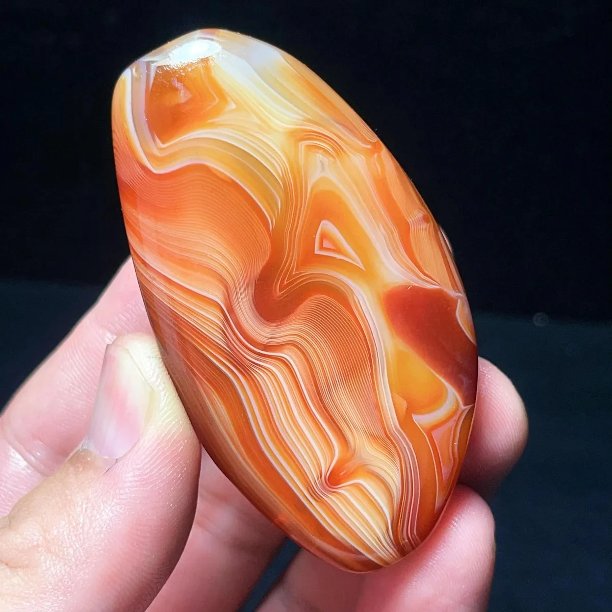 Authentic Stone Banded Agate Palm Stone, Tumbled Polished, Vibrant Color, Table Decor, Natural Stone, Crystal Collection