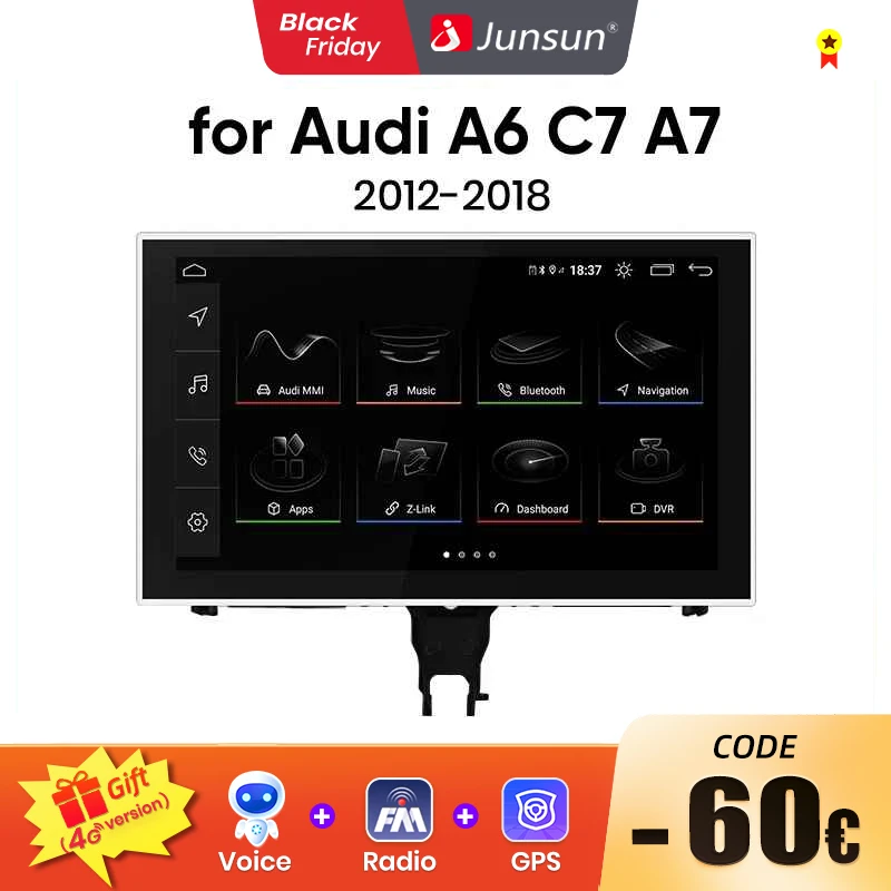 Junsun For Audi A6 C7 A7 2012 2013 2014 2015 2016 2017 2018 RMC HN RMHI2 4G 8 Core GPS CarPlay Andorid Car Radio