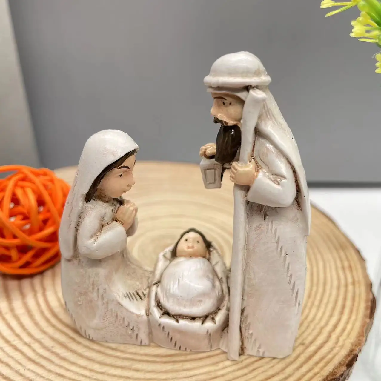 

Exquisite Cute Jesus Birth Sculpture Cartoon Decorative Christmas Manger Ornaments Sturdy Religious Resin Statue Living Room