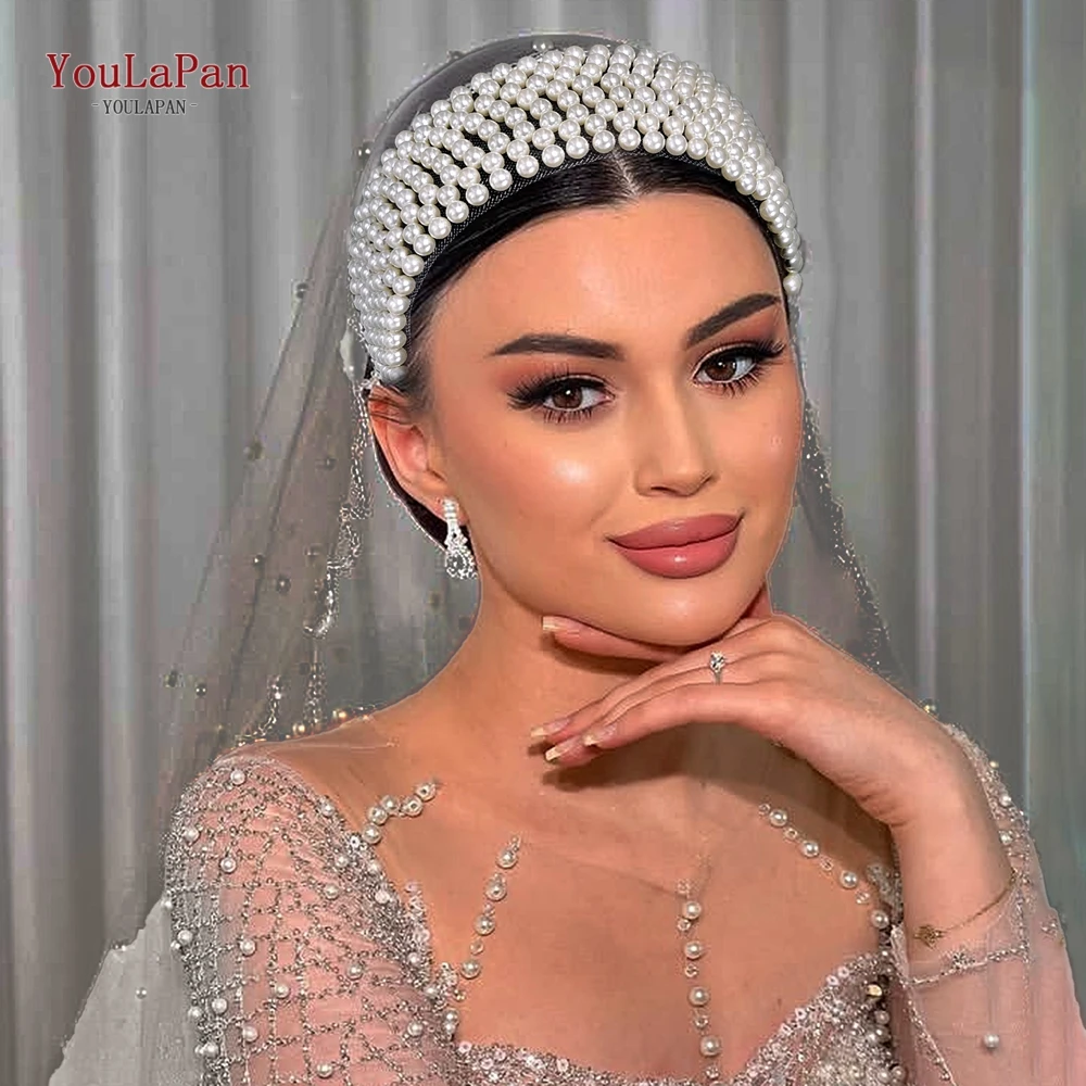 

YouLaPan Wedding Bridal Pearl Headband Bride Hair Accessories Elegant Headpiece Women Hair Band Jewelry Party Hairwear HP890