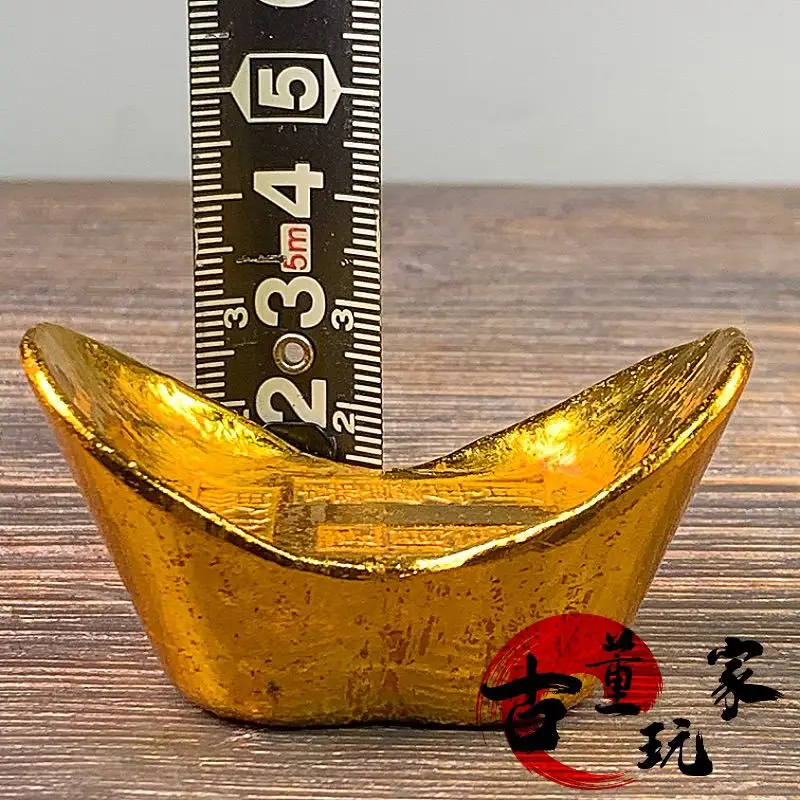 Qing dynasty five emperors Jiaqing nian yue craftsman Zhou yuan retro ancient copper gilt solid gold ingot