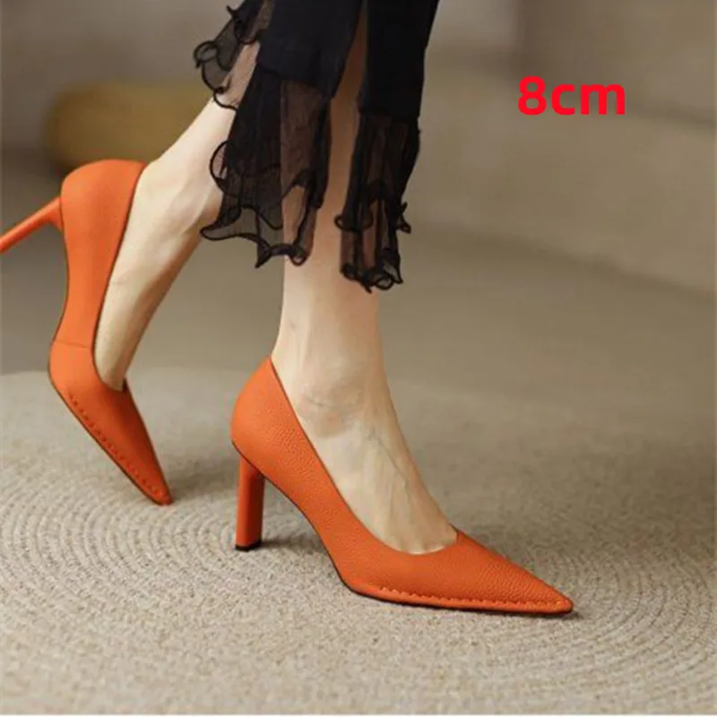 Women\'s Fashion Orange Pumps High Heels Party Ladies Sexy Green Office Heels