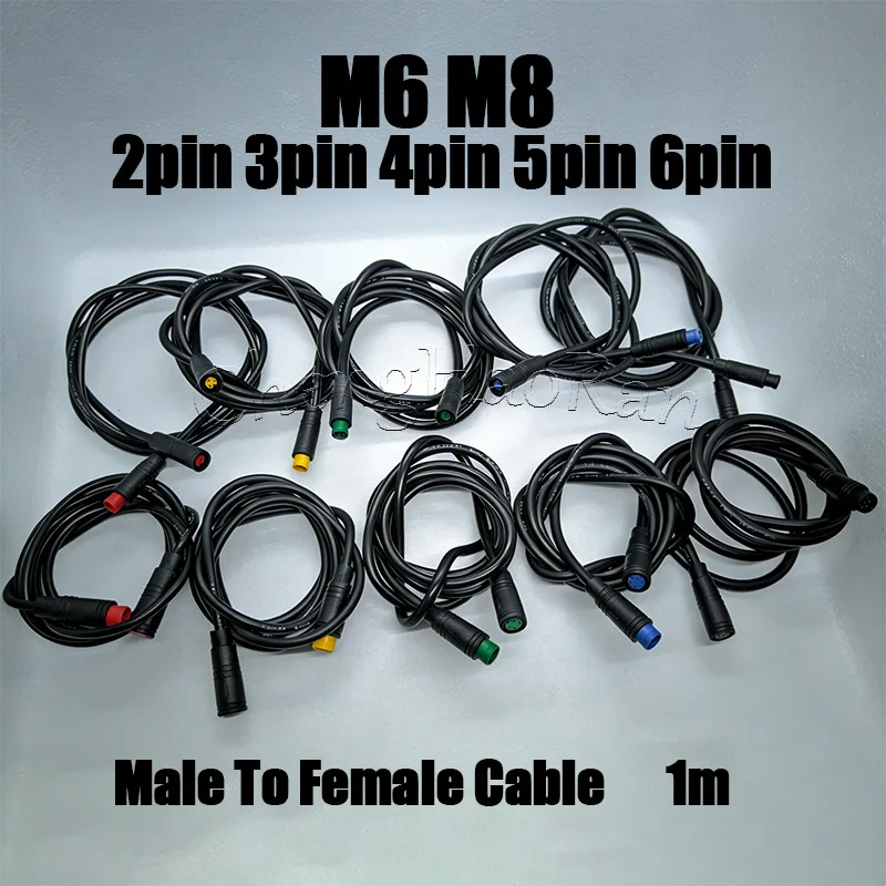 1m M6 M8 2 3 4 5 6 Pin Core Male To Female Julet Electric Butt Cable Plug Connector Scooter Brake Waterproof Signal Sensor Cord