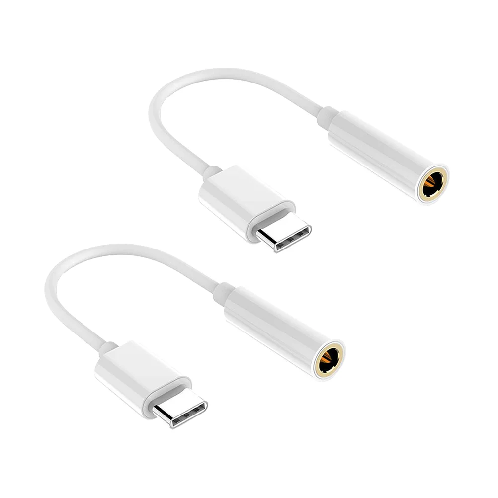 2 Pcs Type-C to Headphone Jack Adapter USB-C 35 AUX Audio Female 35mm Earphone Cable