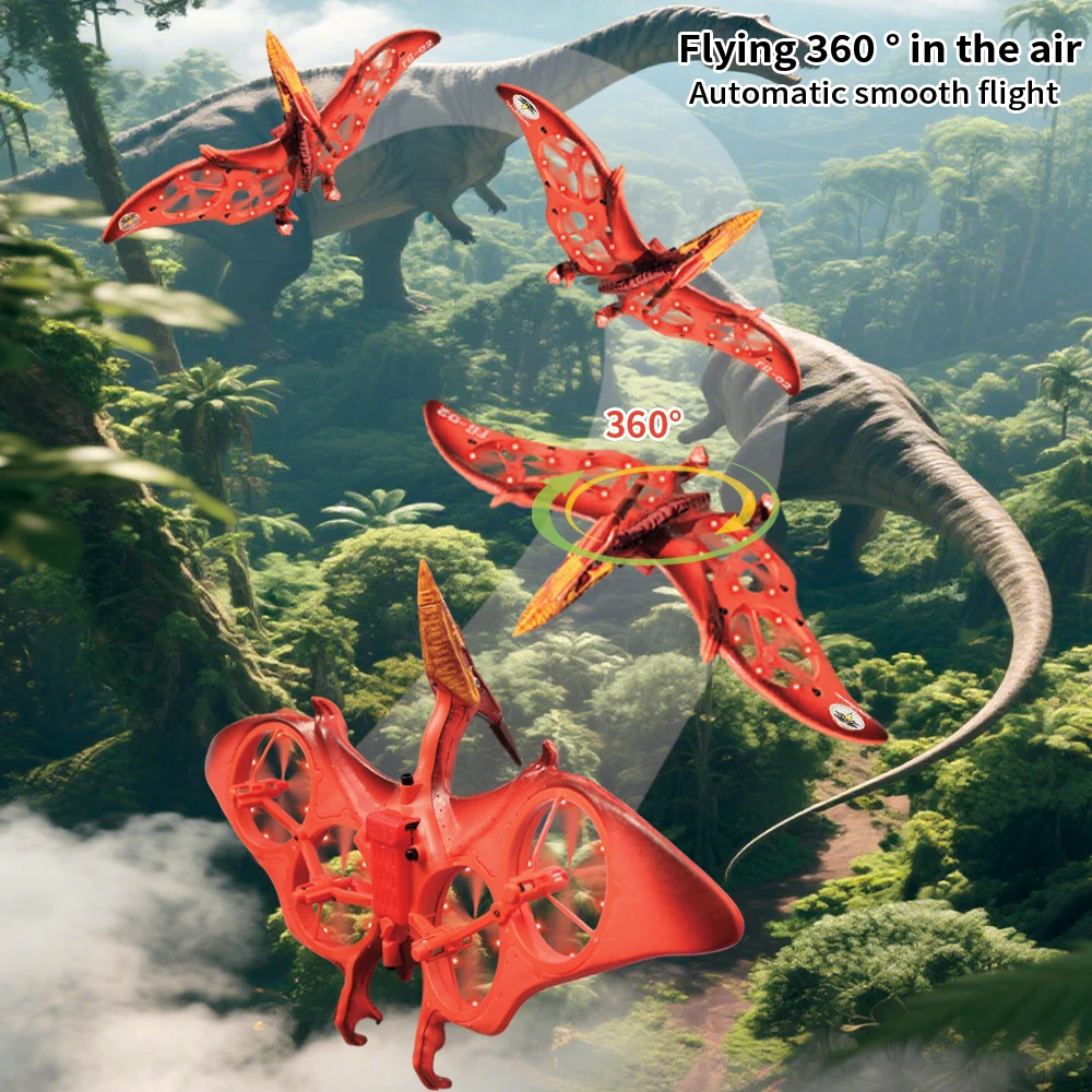 

Children's Remote Controlled Pterosaur Airplane Toy Quadcopter One Click Takeoff Stunt Fixed Altitude Flying Device Boy's Gift