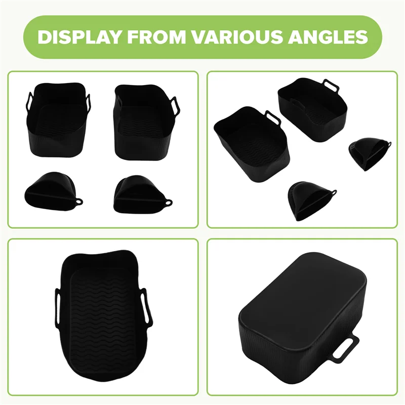 A04G-Multi-Use Air Fryer Silicone Baking Mat And Insulation Tray Set With Kitchen Hand Clamp