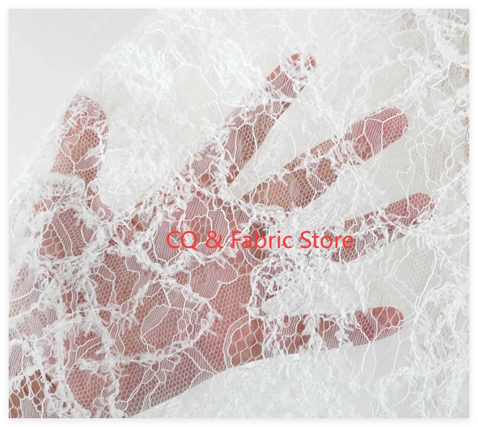 Mesh 3D Embroidered Fabric Fashion Creative Designer Fabric By The Meter