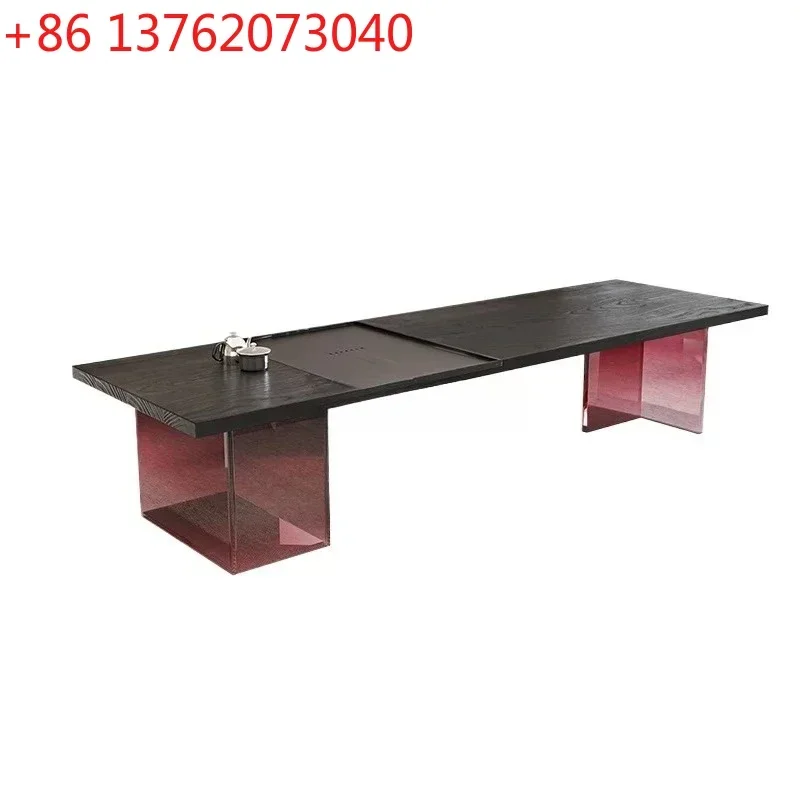 Black tea table and chair combination with tea tray and kettle integrated hotel lobby office