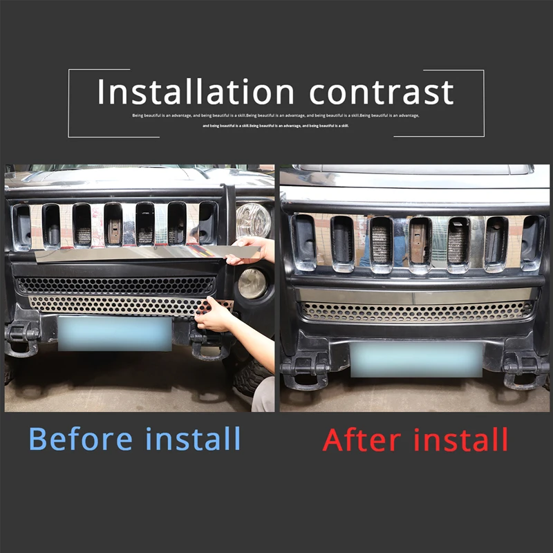For Hummer H3 front bumper air intake decoration piece, front center grille air intake decoration piece, bright light 2005-2009