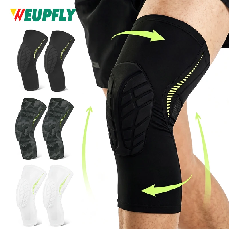1/2PCS EVA Anti Collision Knee Compression Sleeve, Honeycomb Shockproof Knee Pads,Non Slip Knee Support for Basketball Wrestling